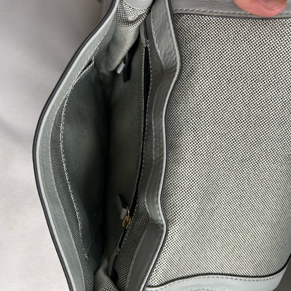 Vince Camuto Ancel Flap crossbody bag in gray suede leather. - Picture 7 of 11